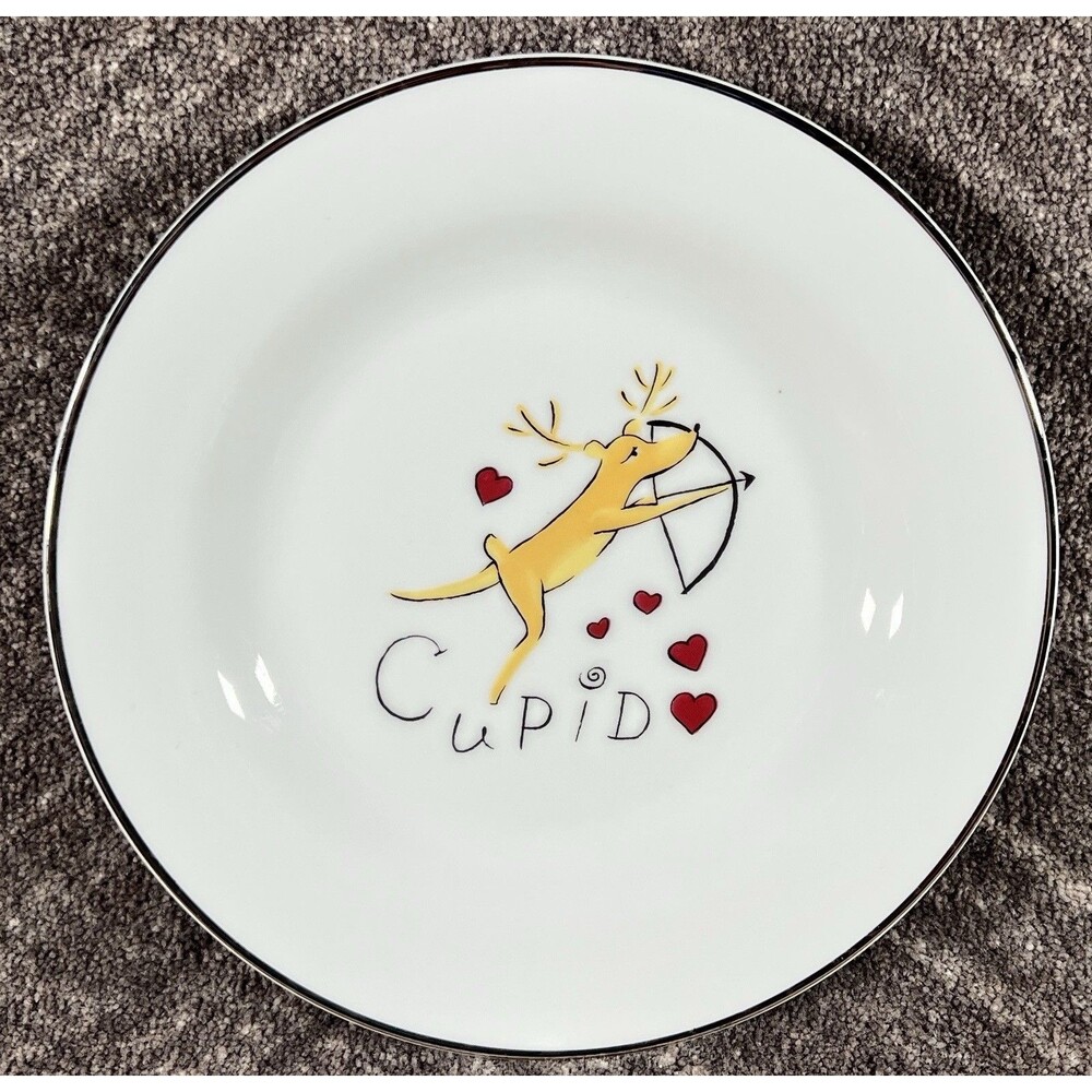 Pottery Barn Reindeer 8.5" Cupid Salad Plate Made in Japan